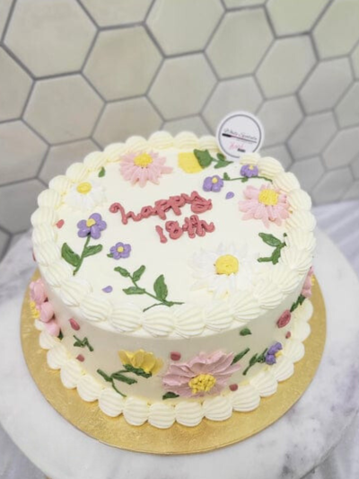 6 inch Korean Floral Buttercream Cake