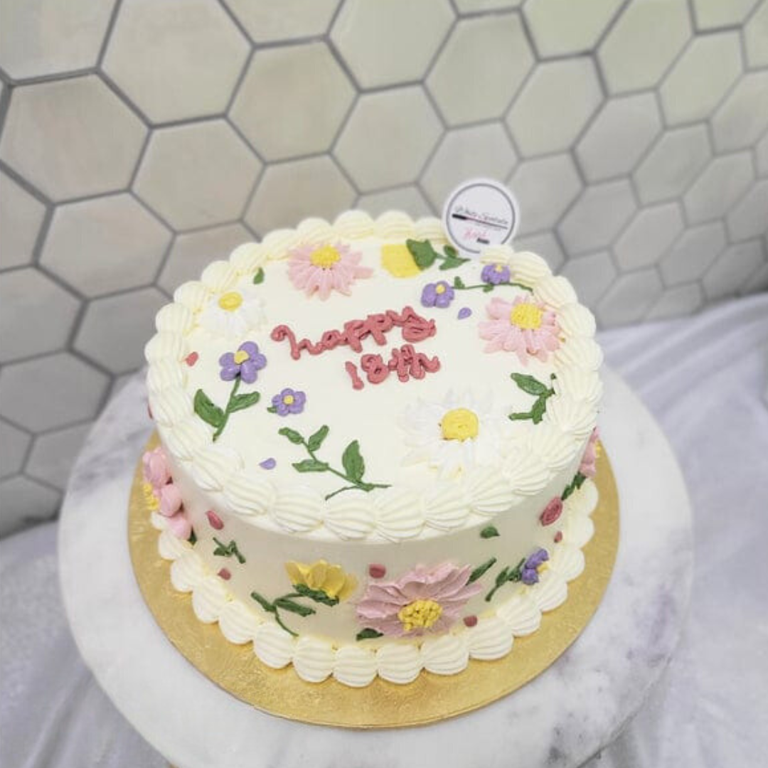 6 inch Korean Floral Buttercream Cake